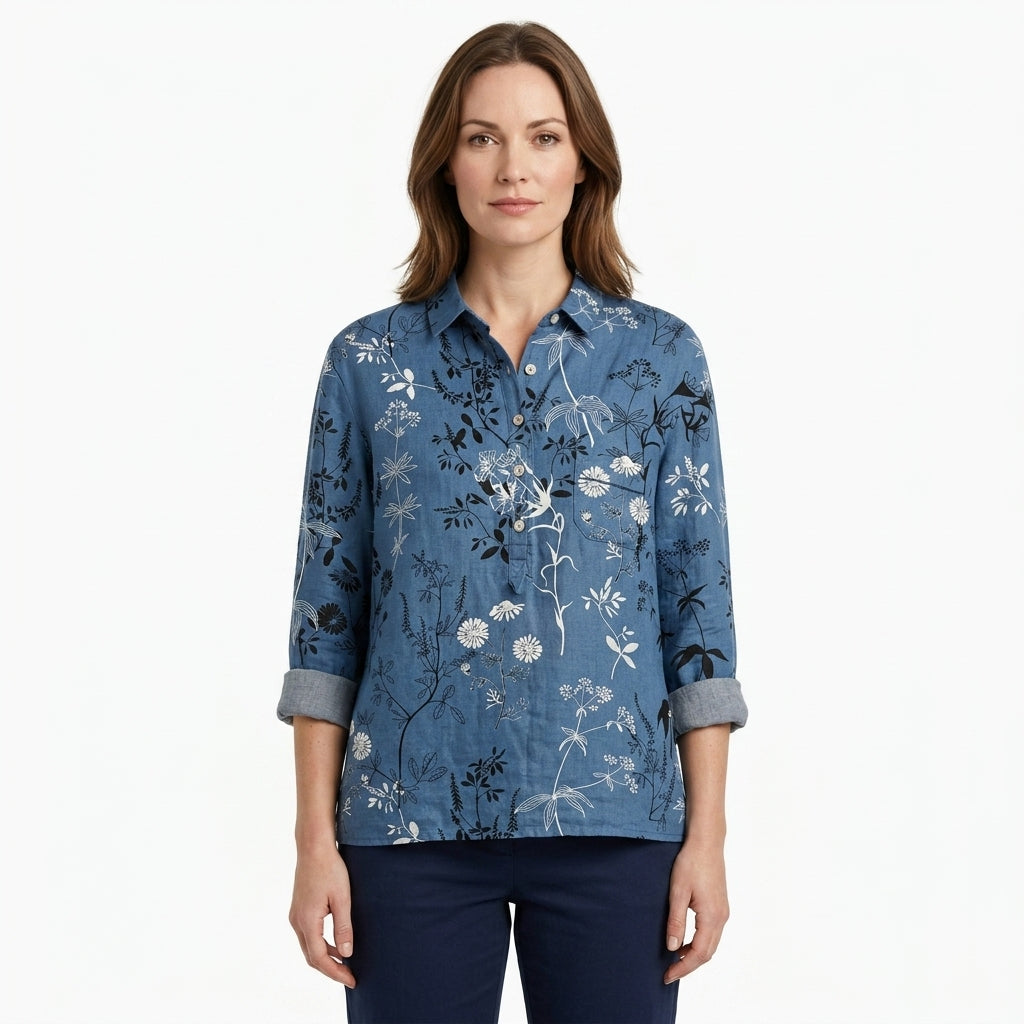 Tailored Floral Button Shirt For Women