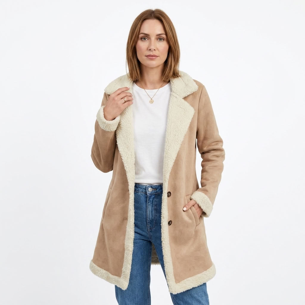 Classic Double Breasted Long Coat For Women