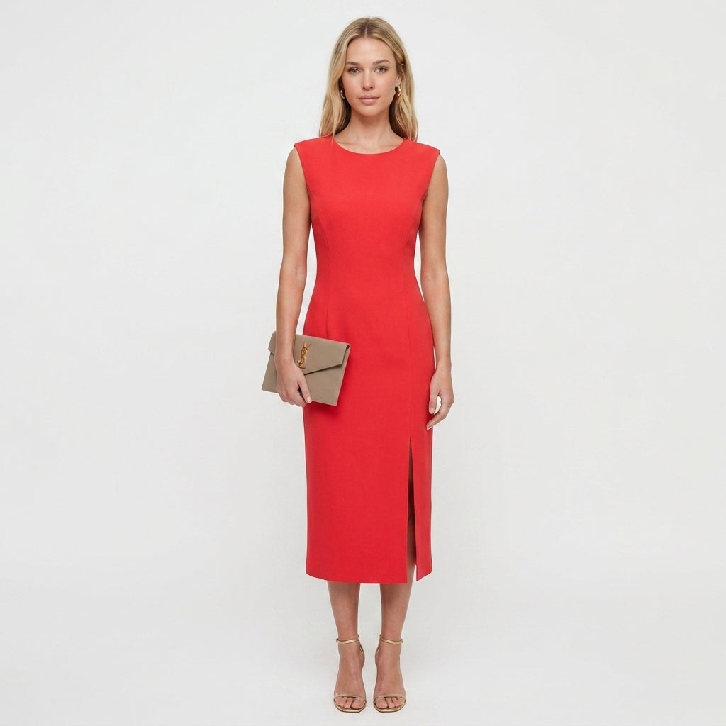 Sleeveless Tailored Midi Dress For Women