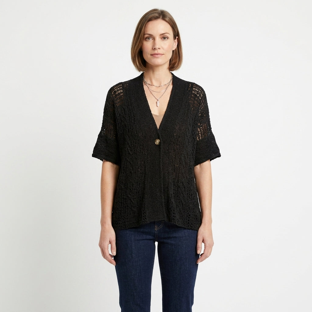 Structured V-Neck Button Top For Women