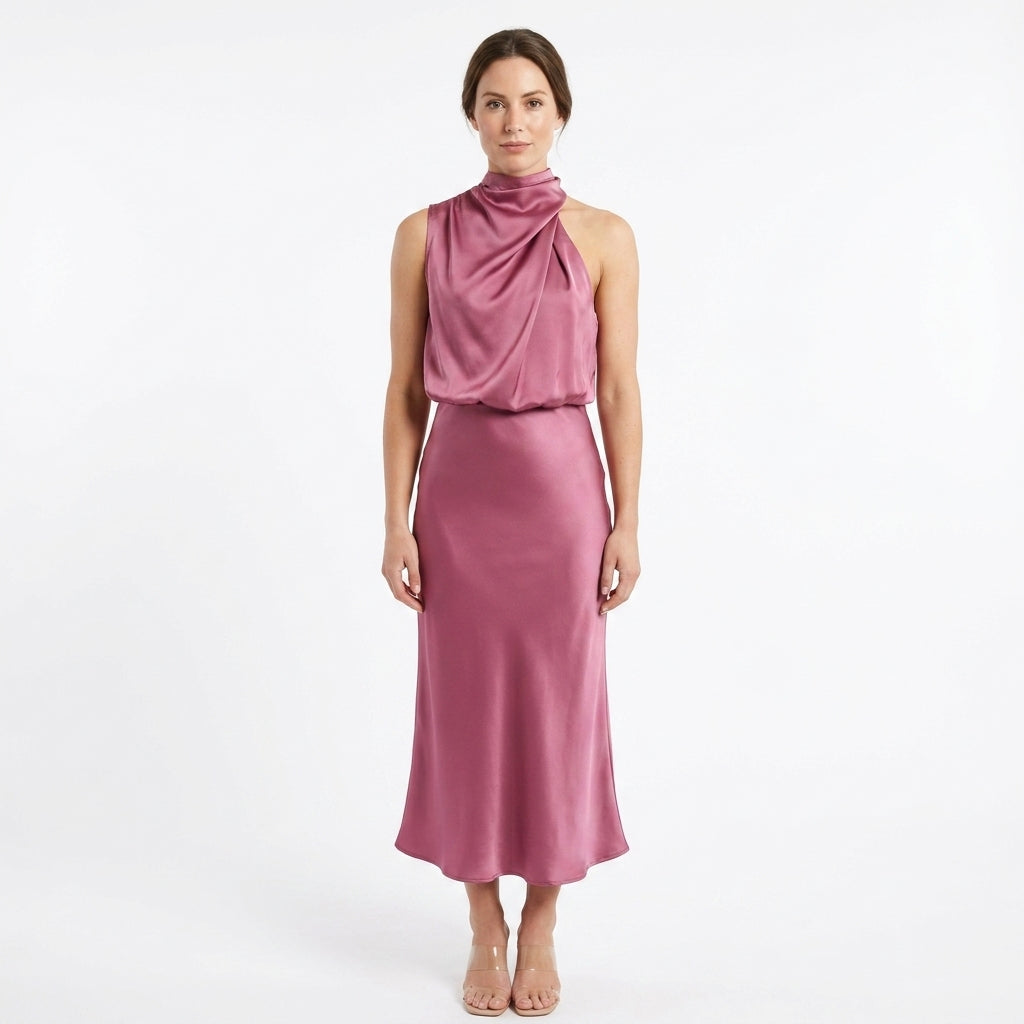 Draped Halter Evening Dress For Women