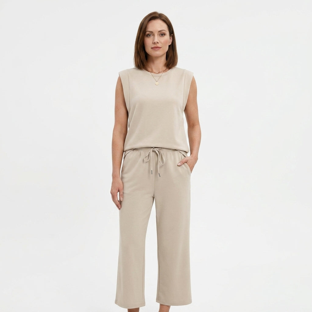 Relaxed Wide Leg Two-Piece Set For Women