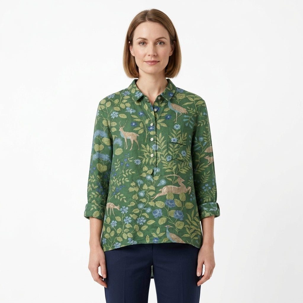 Tailored Floral Button Shirt For Women