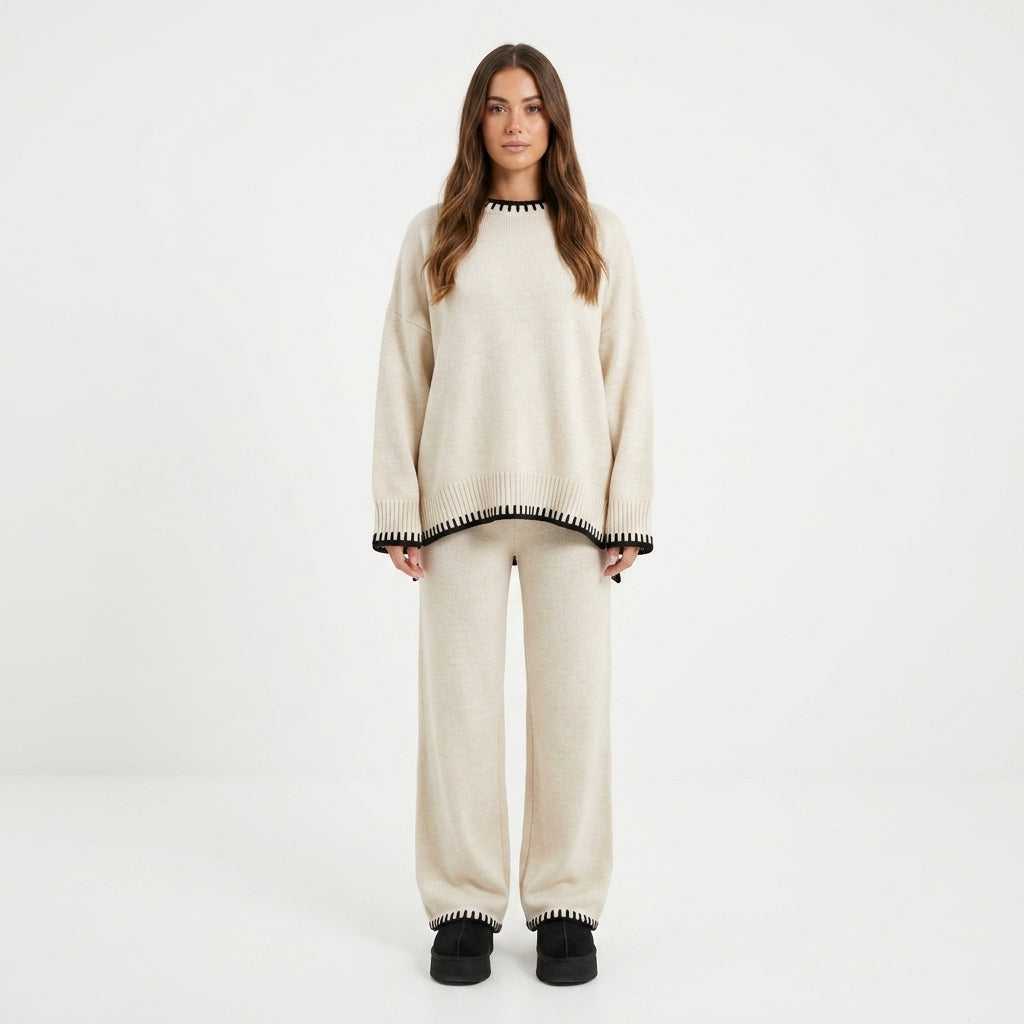 Knitted Top And Pants Set For Women