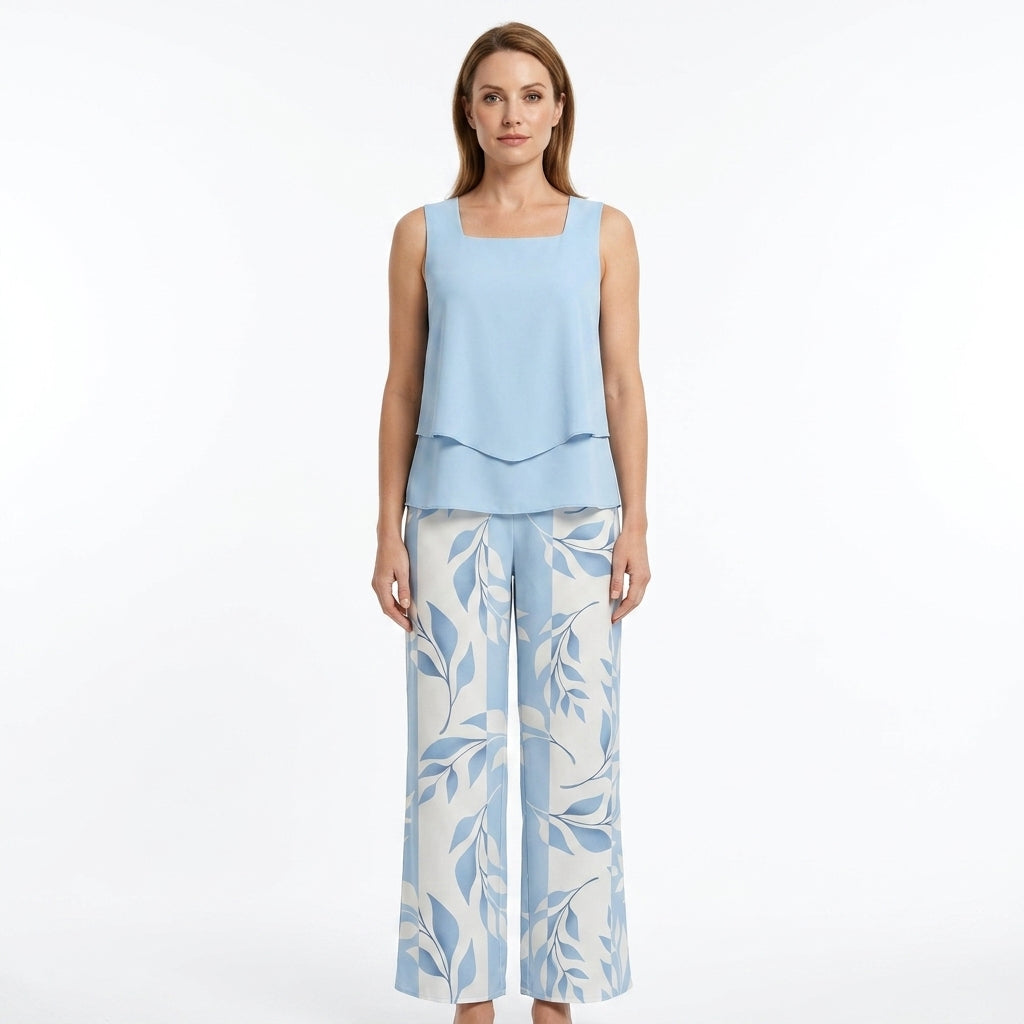 Botanical Print Two Piece Set For Women