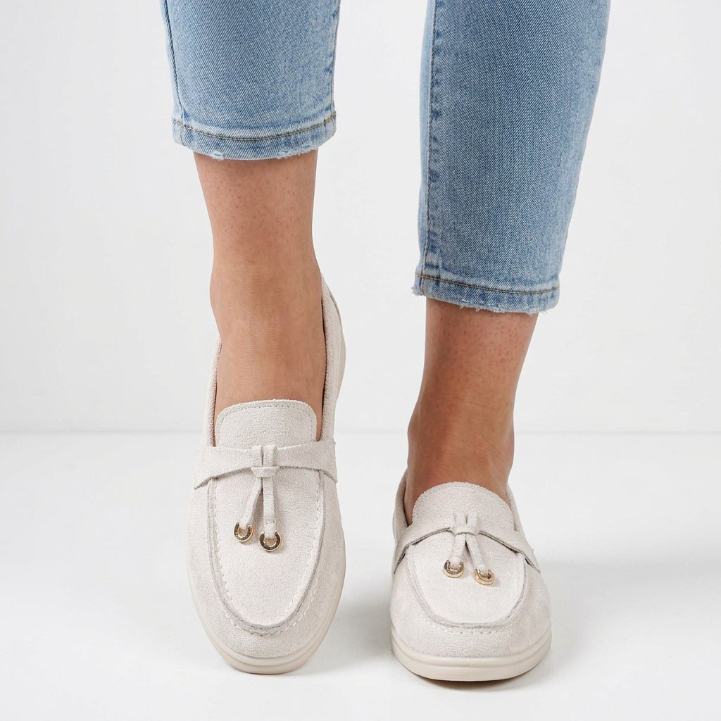 Beige Supportive Moccasins For Women