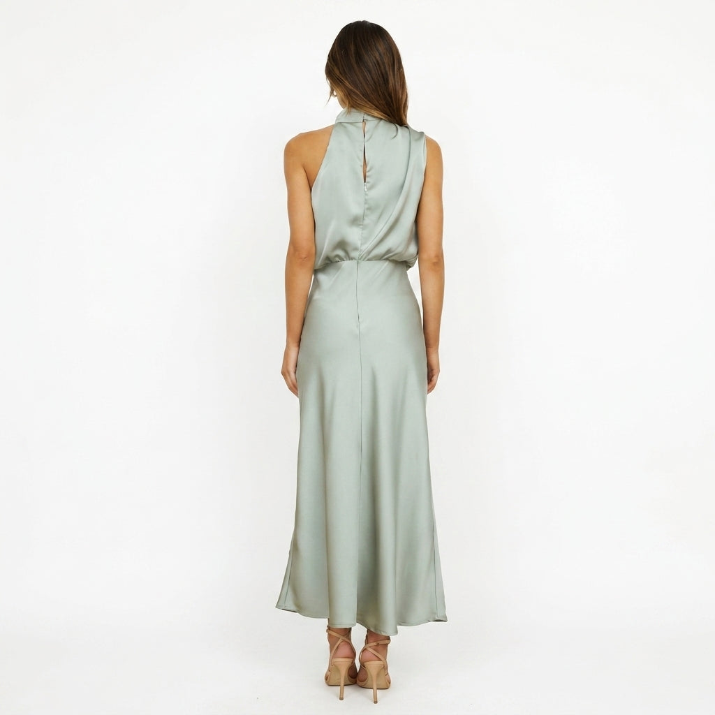 Draped Halter Evening Dress For Women