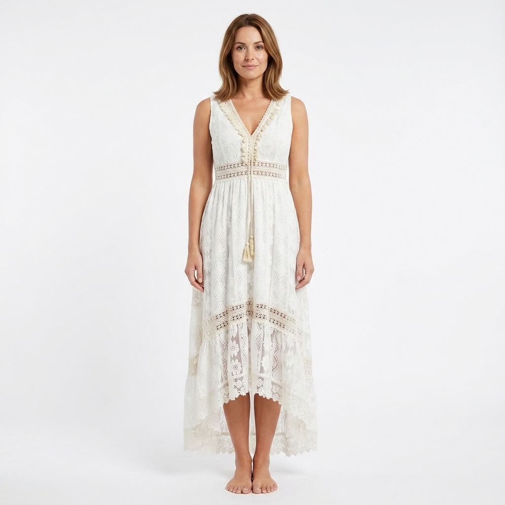Lace V-Neck Maxi Dress For Women
