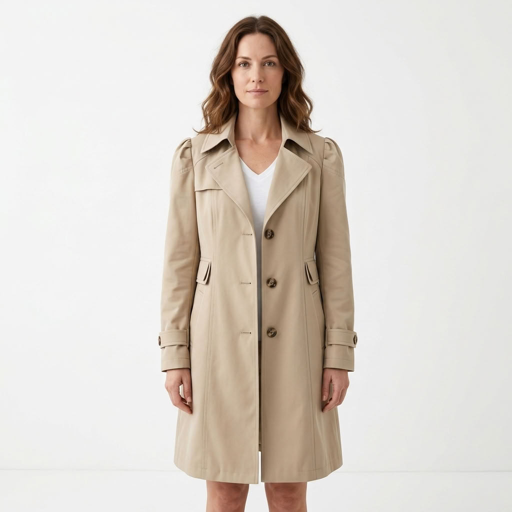 Cotton Nylon Classic Trench Coat For Women