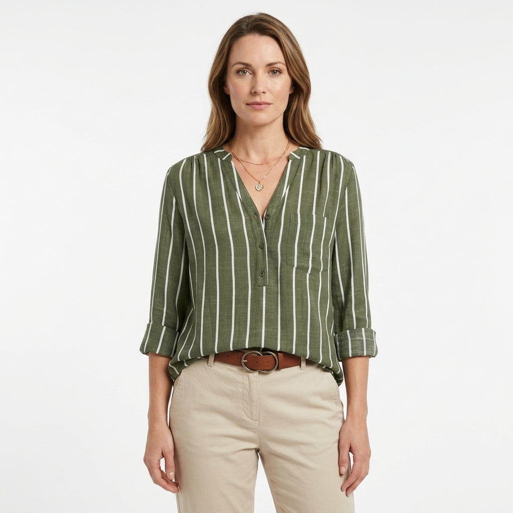 Long Sleeve Striped Blouse For Women