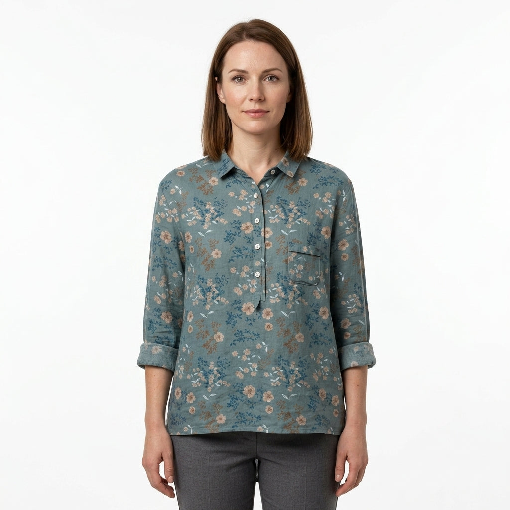 Tailored Floral Button Shirt For Women