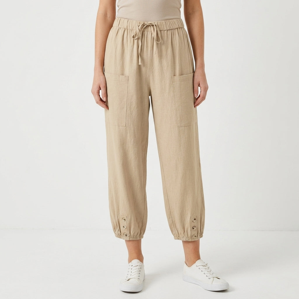 Relaxed Elastic Waist Pants For Women