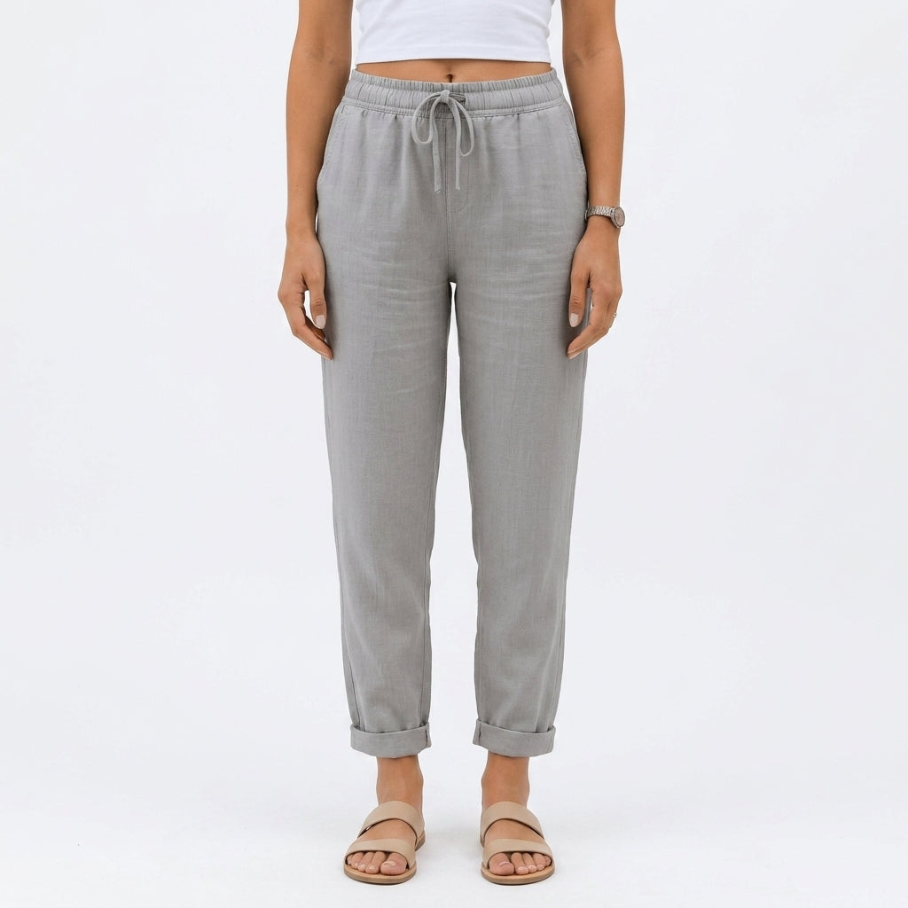 Relaxed Elastic Waist Pants For Women
