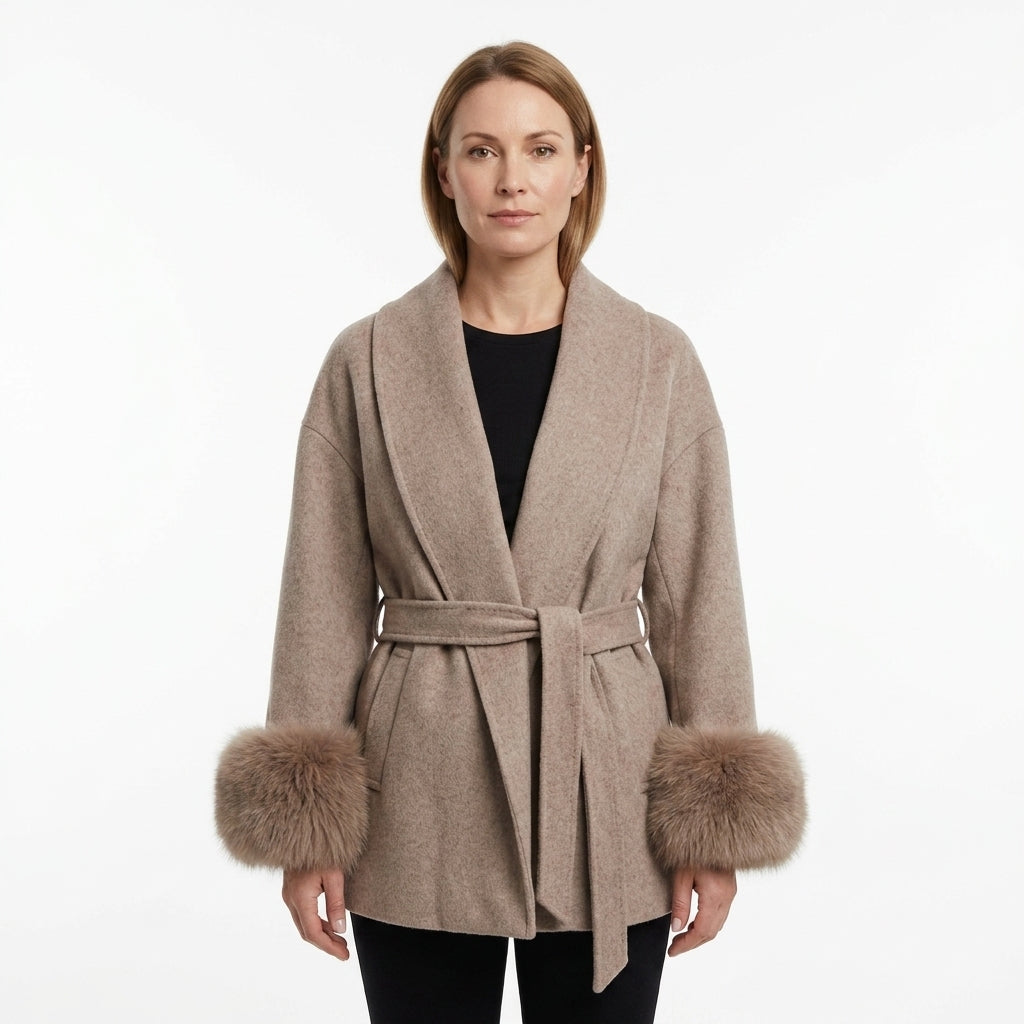 Elegant Belted Winter Coat For Women
