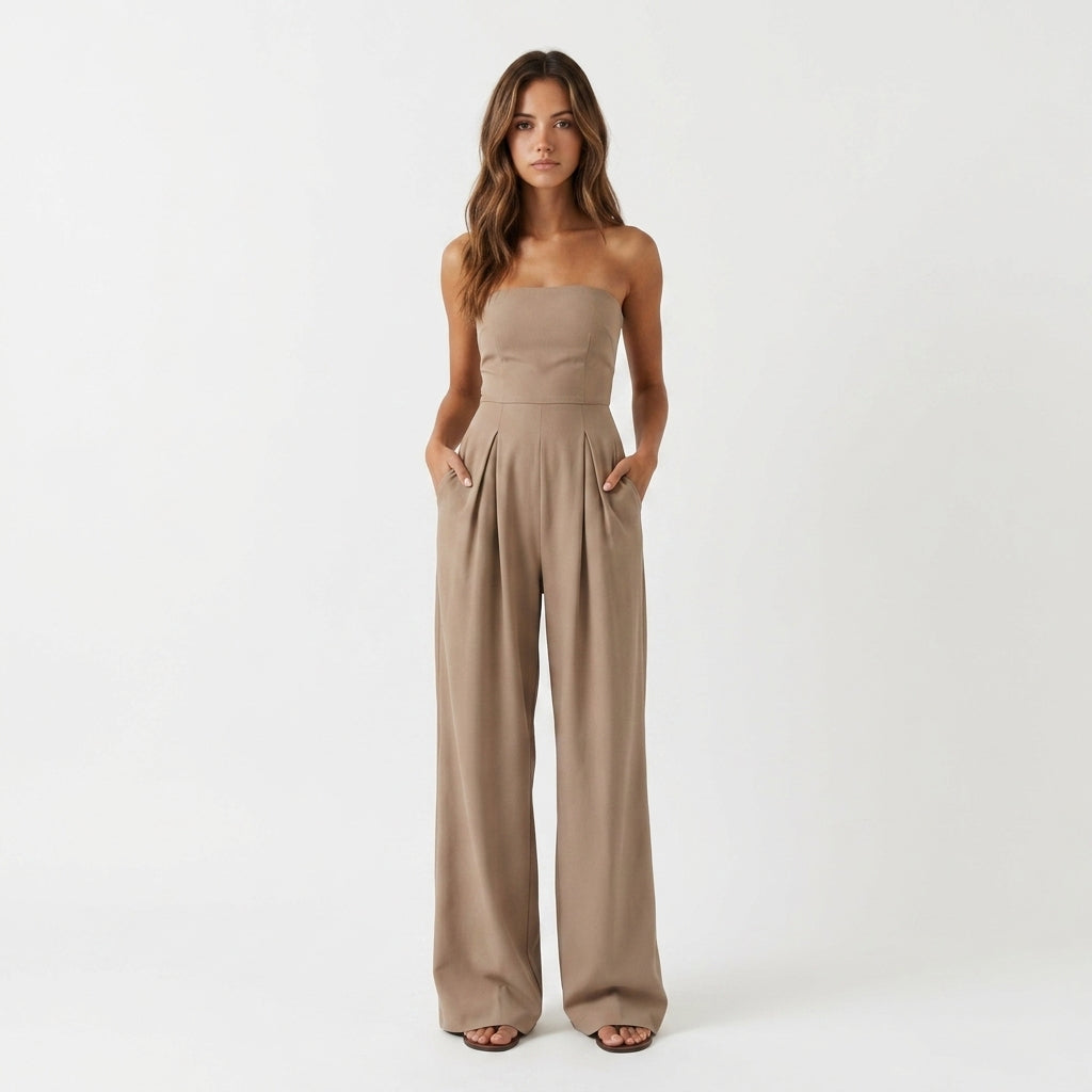 Sleeveless Draped Jumpsuit For Women