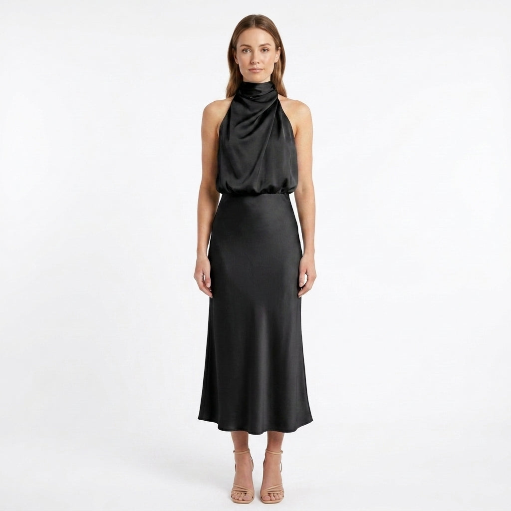 Draped Halter Evening Dress For Women