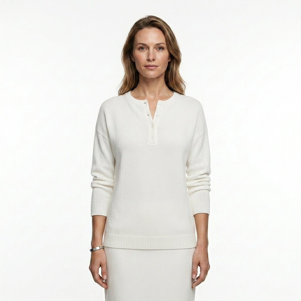 Relaxed Button Front Sweatshirt For Women