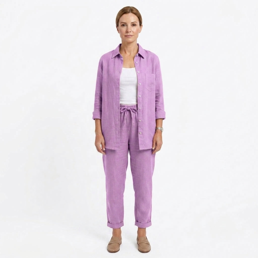 Long Sleeve Top And Pants Set For Women