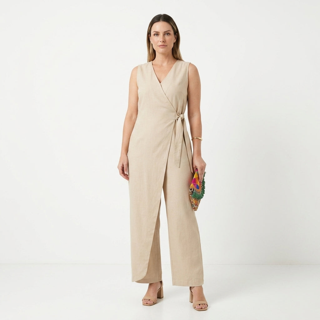 Sleeveless Wrap Design Jumpsuit For Women