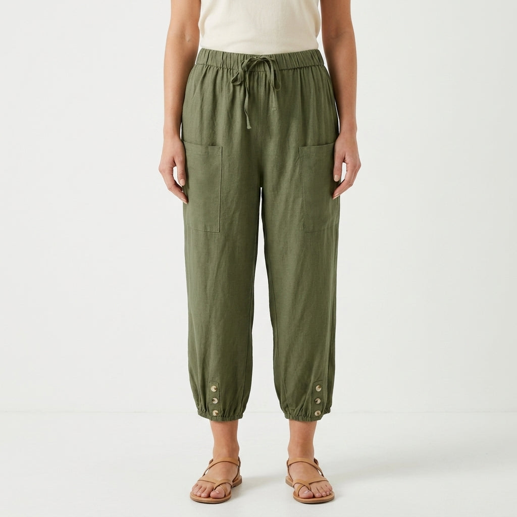 Relaxed Elastic Waist Pants For Women