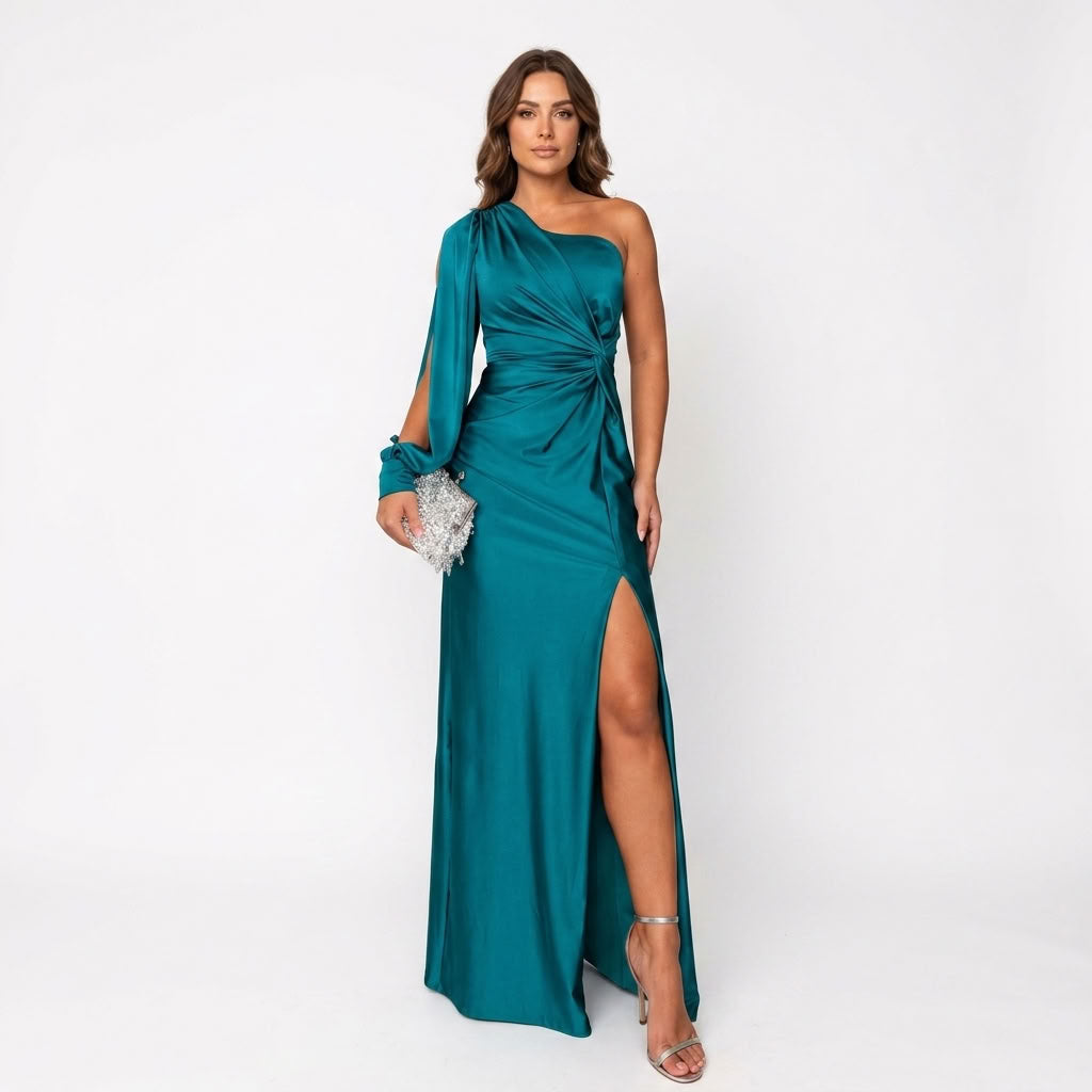 One-Shoulder Flowing Evening Dress For Women