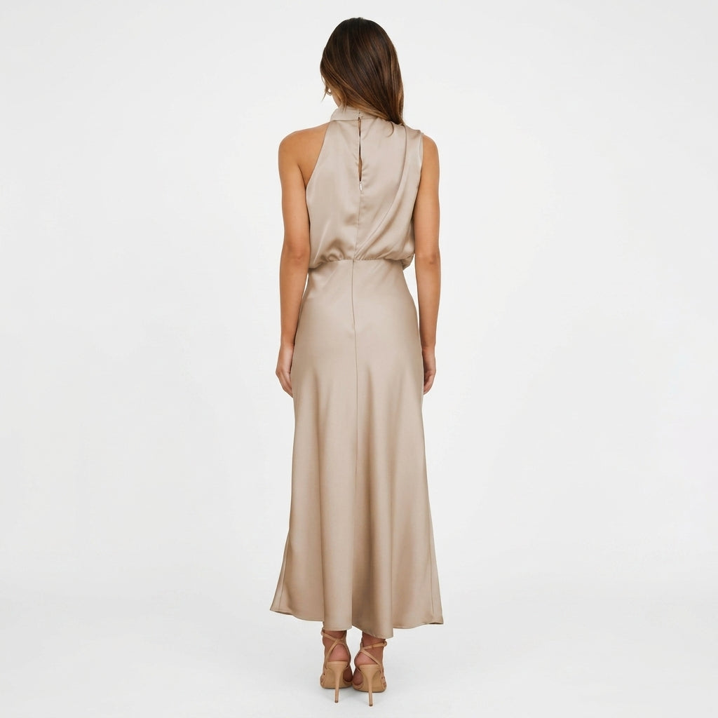Draped Halter Evening Dress For Women