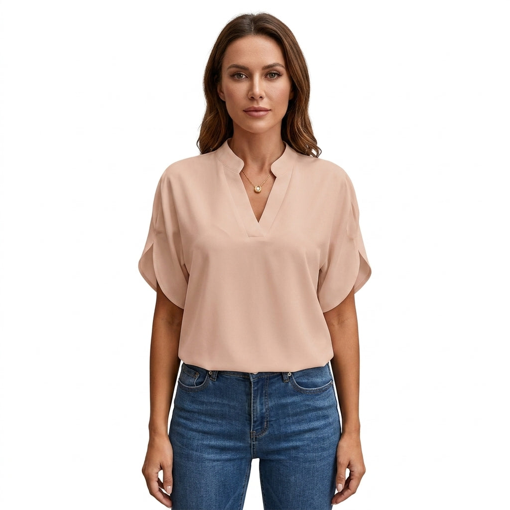 Loose V-Neck Shirt For Women