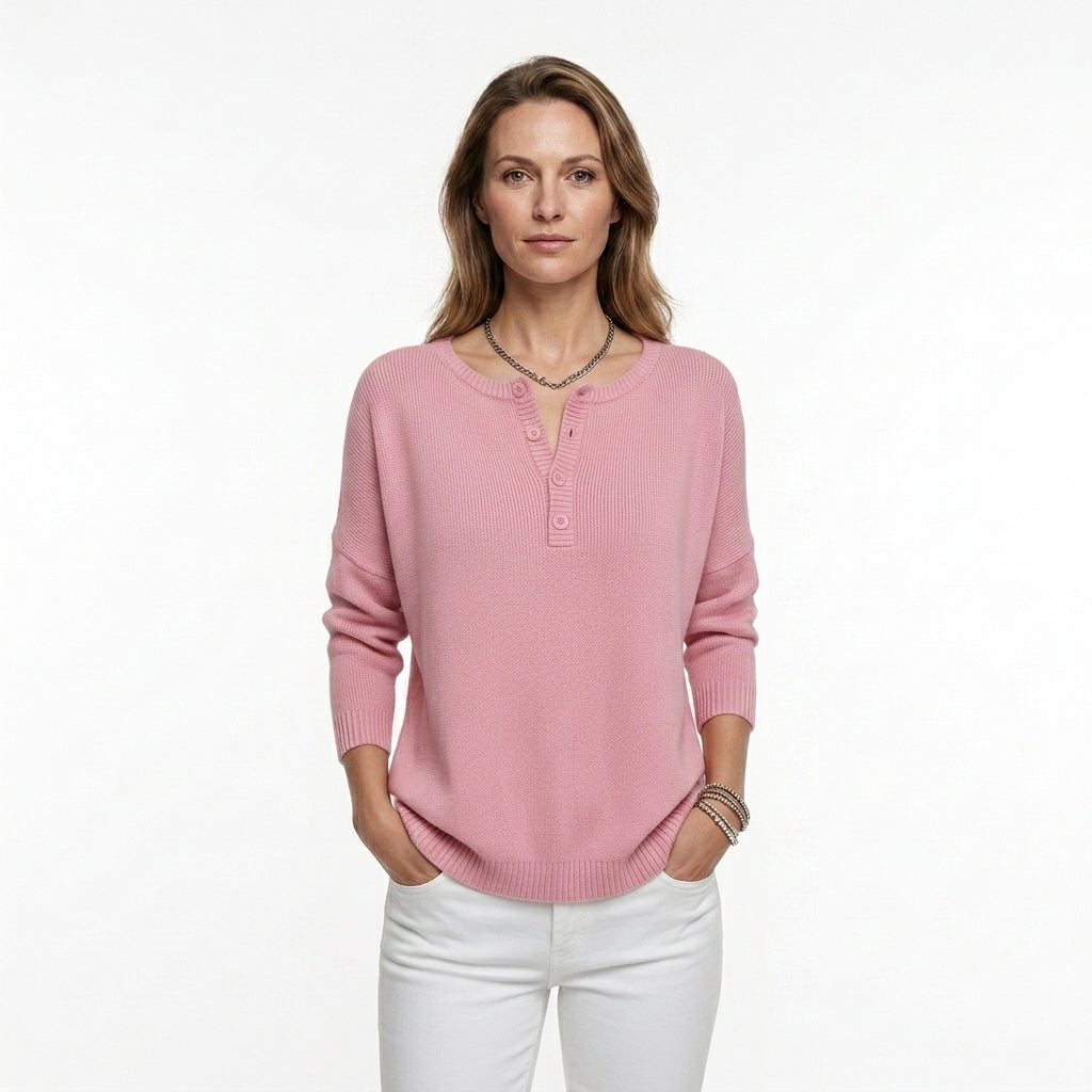 Relaxed Button Front Sweatshirt For Women