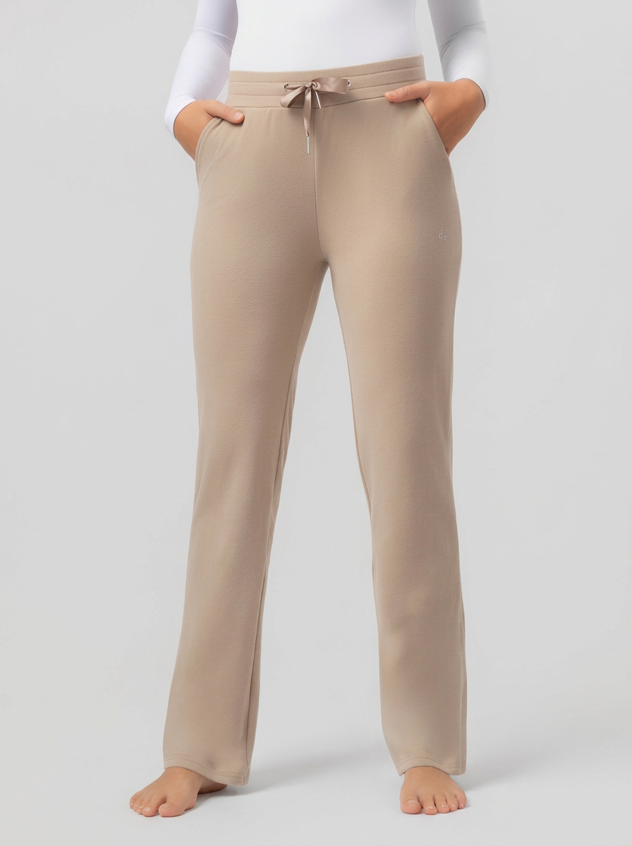 Women’s Relaxed Straight-Leg Sweatpants With Satin Waist Tie