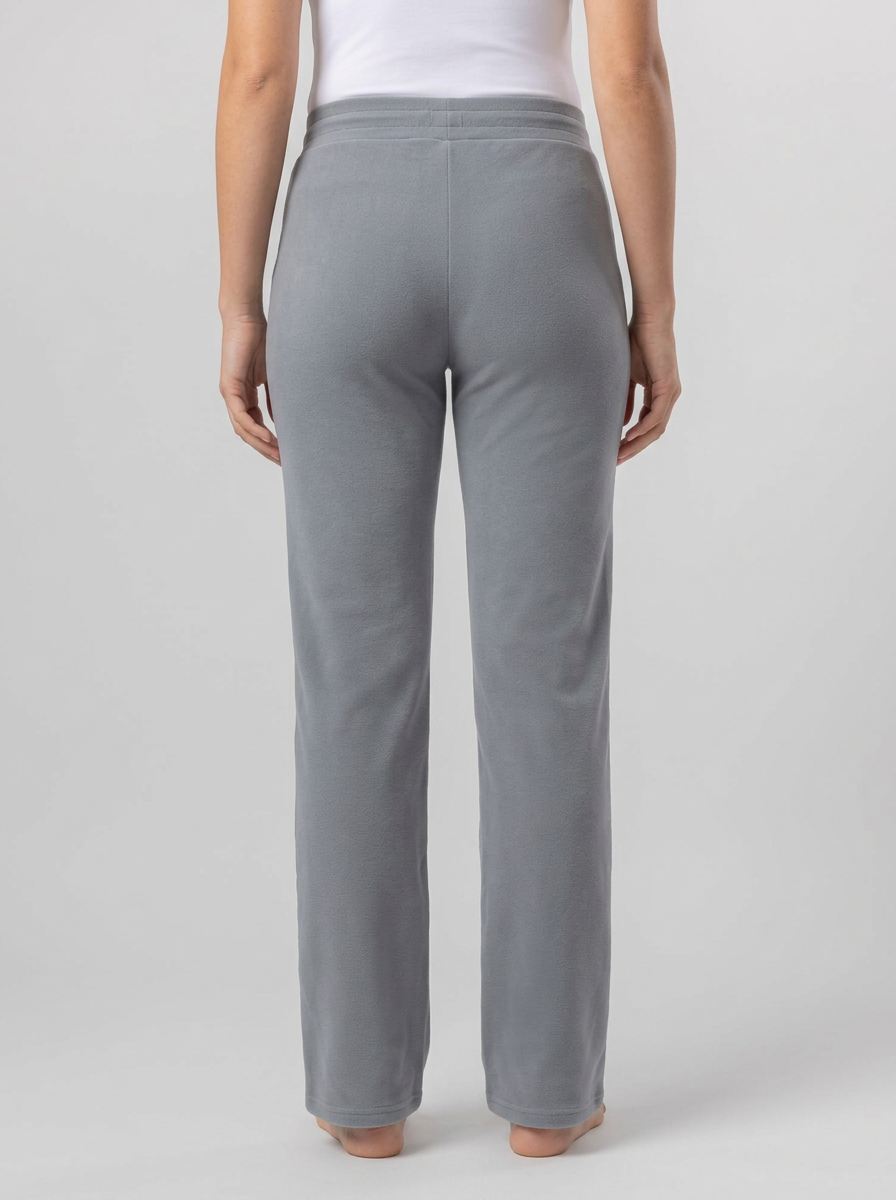 Women’s Grey Straight-Leg Sweatpants With Satin Waist Ribbon