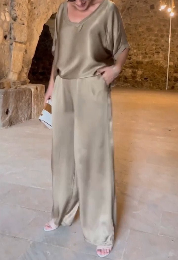 Elena | Casual dwuczęściowy zestaw z okrągłym dekoltem - Kup online w Loafis