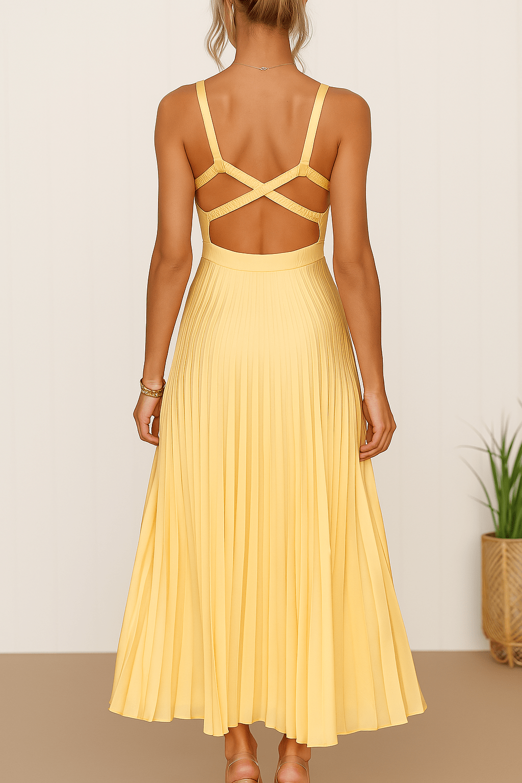 Liliana | Sunshine Plisowana sukienka midi - Kup online w Loafis