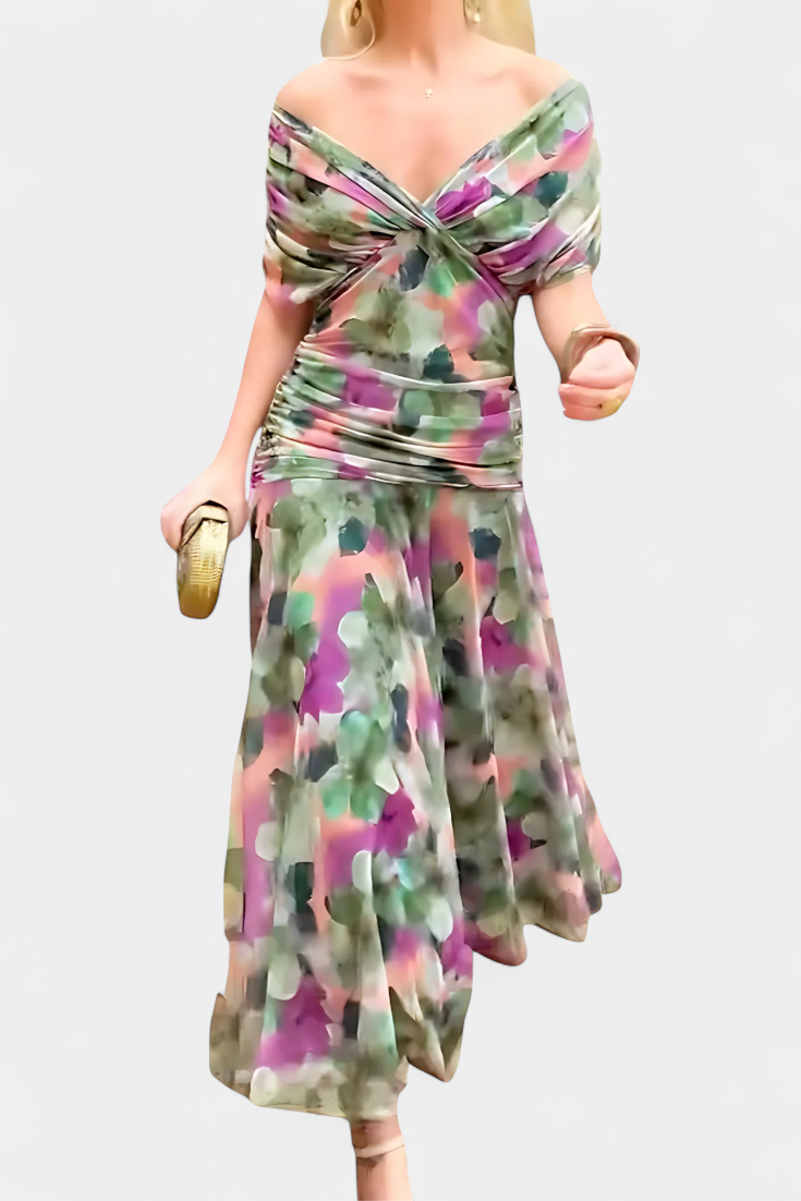 Magda™ | Floral Maxi Dress with V - Neck - Kup online w Zorah