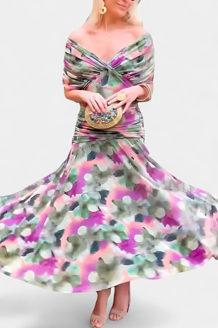 Magda™ | Floral Maxi Dress with V - Neck - Kup online w Zorah