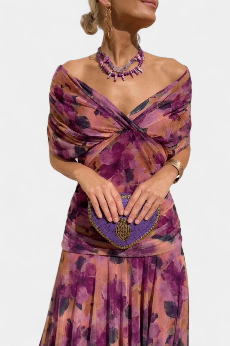Magda™ | Floral Maxi Dress with V - Neck - Kup online w Zorah