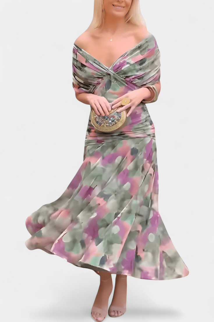 Magda™ | Floral Maxi Dress with V - Neck - Kup online w Zorah
