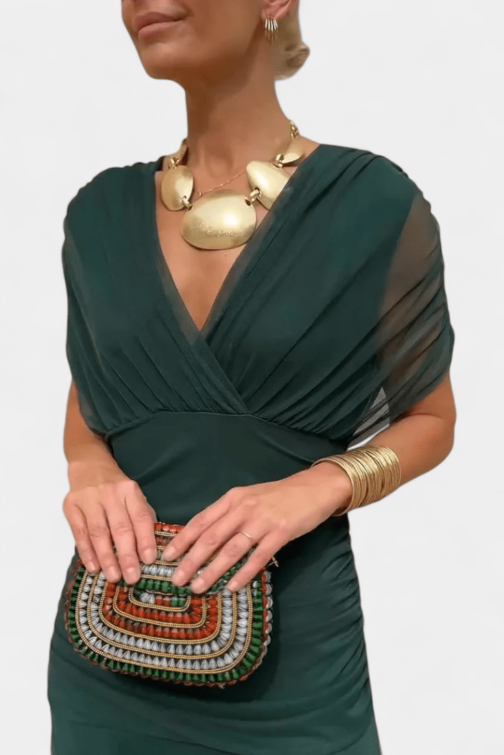 Magda™ | Floral Maxi Dress with V - Neck - Kup online w Zorah