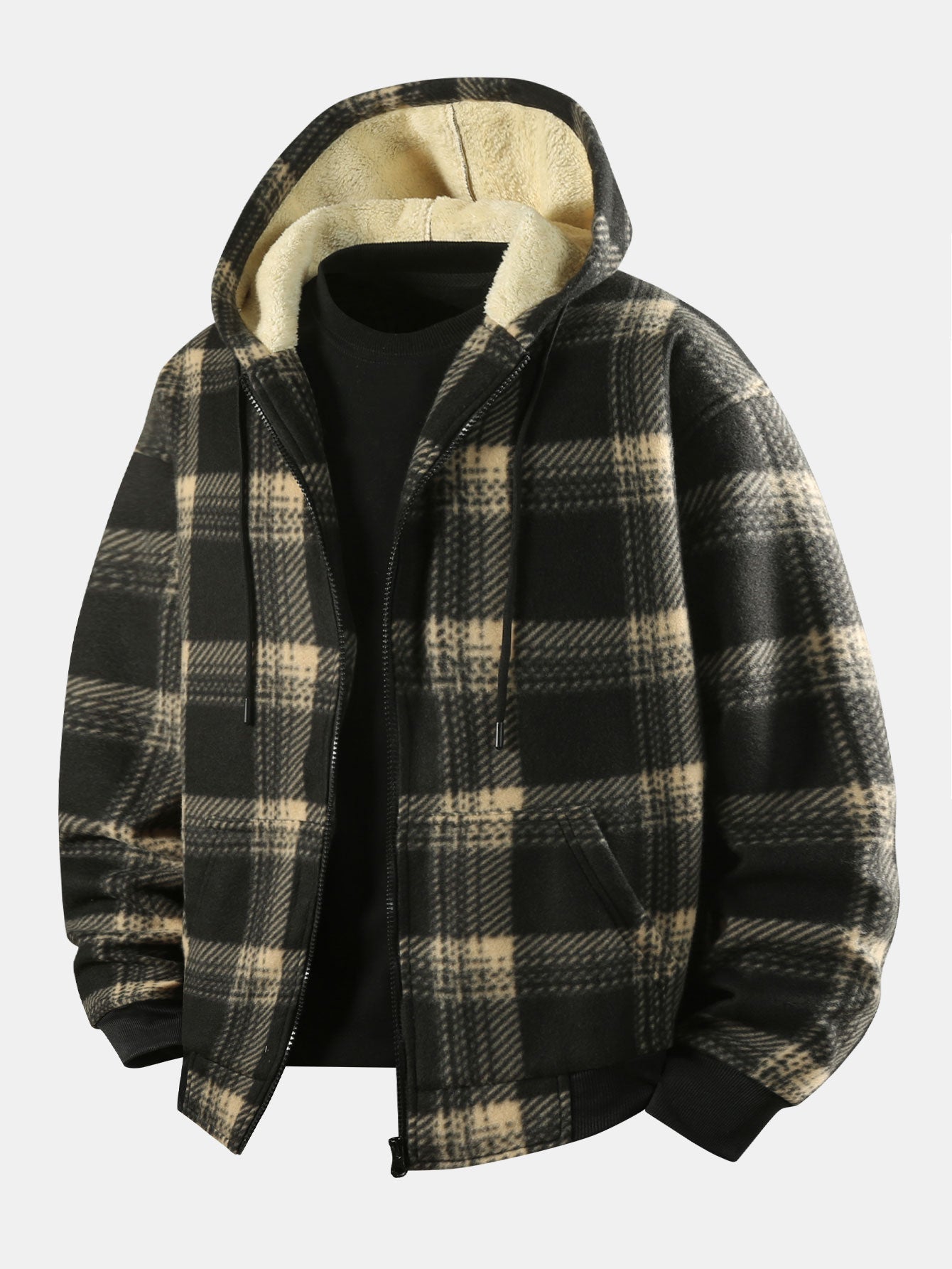 Nash | Teddy - Lined Flannel Zip Hooded Coat - Kup online w Zorah