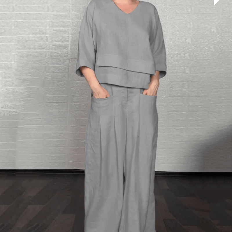 Pola | Elegancki zestaw 2 - częściowy w stylu lnianym - Kup online w Loafis