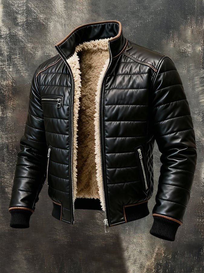 Rob | Black Quilted Sherpa - Lined Jacket - Kup online w Zorah
