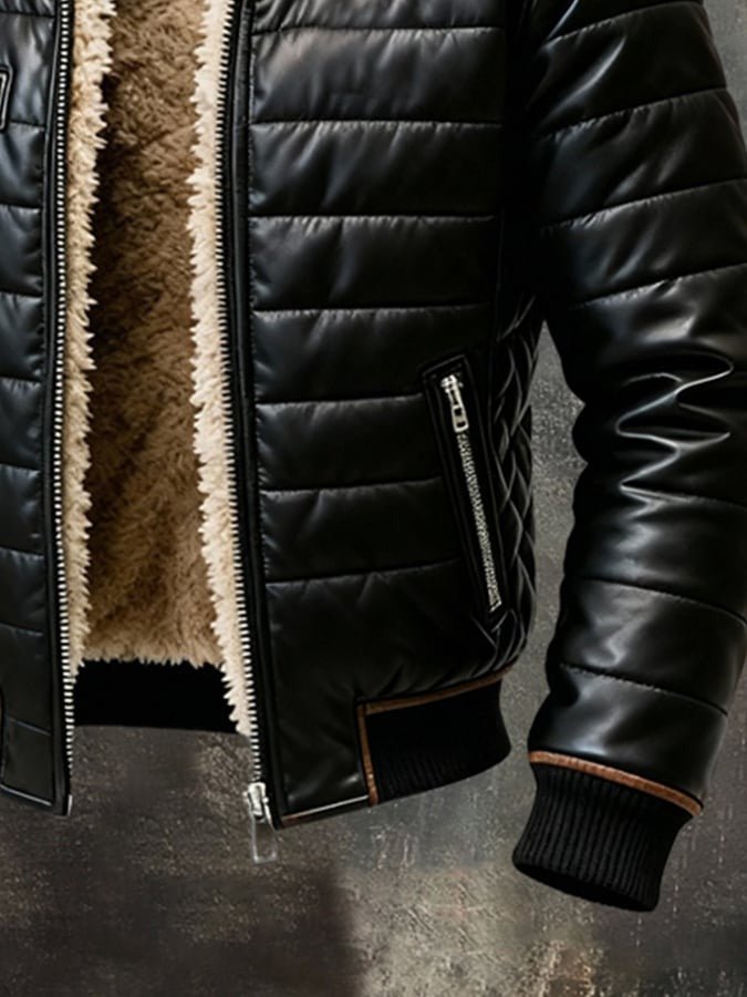 Rob | Black Quilted Sherpa - Lined Jacket - Kup online w Zorah