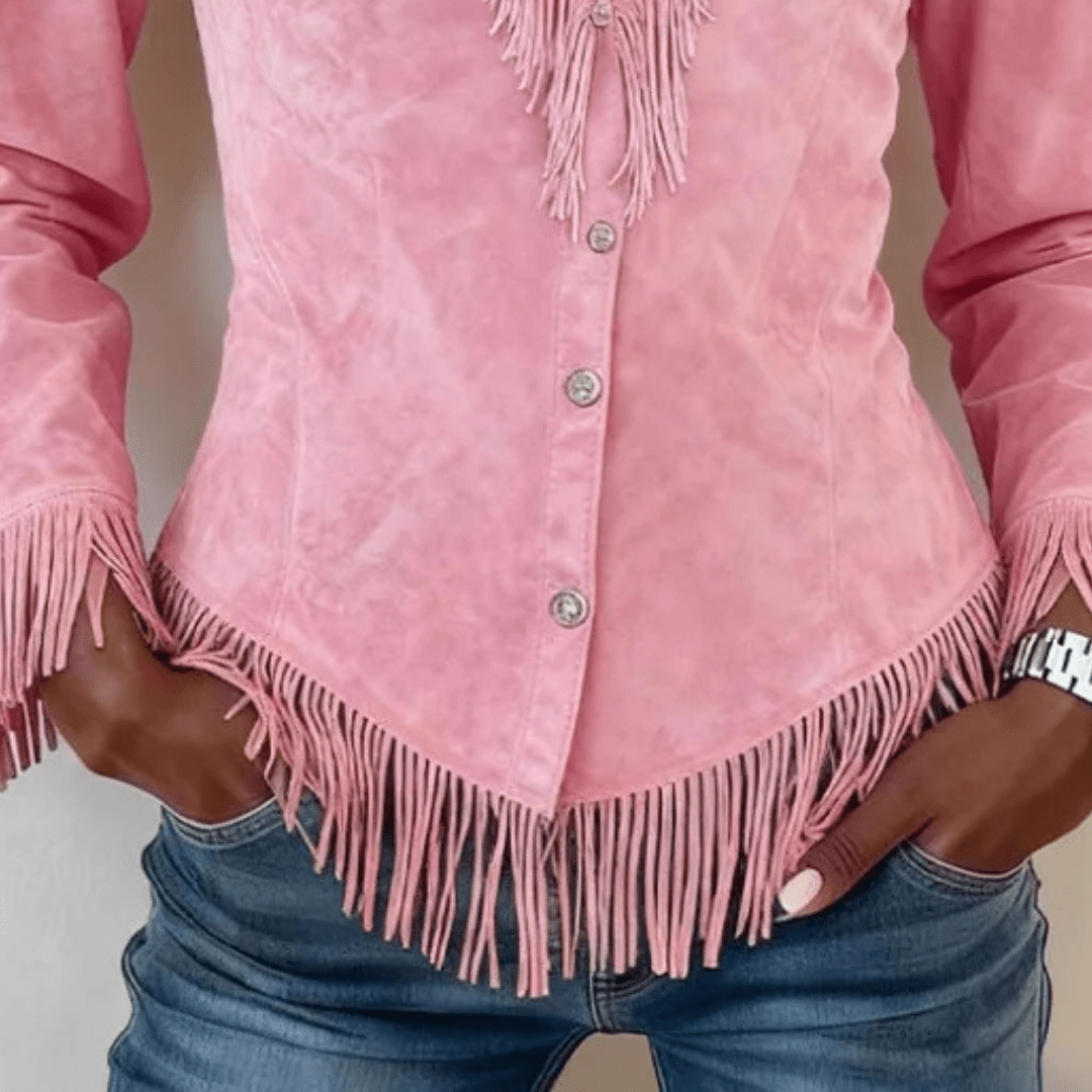 Solène │ Fringe Suede Button - Up Blouse - Kup online w Zorah